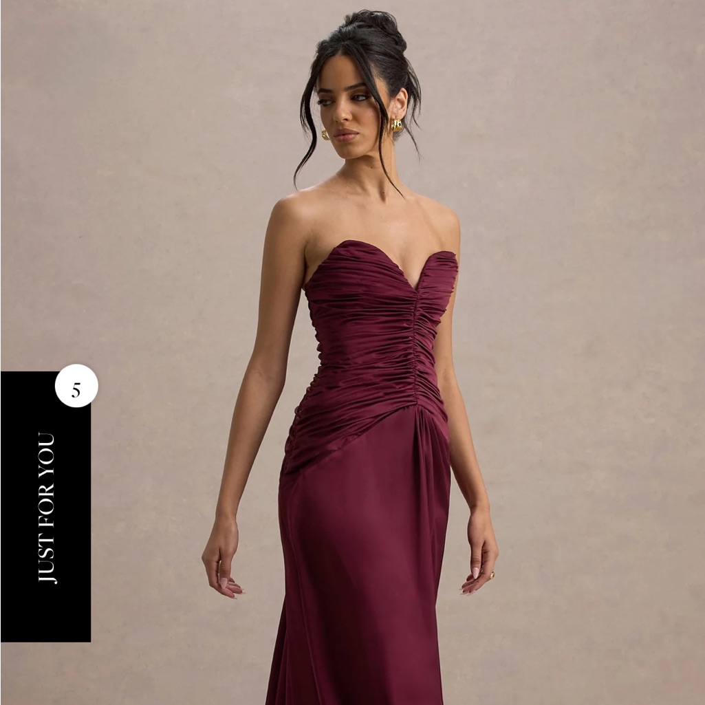 Club L London Strapless Wine Dress